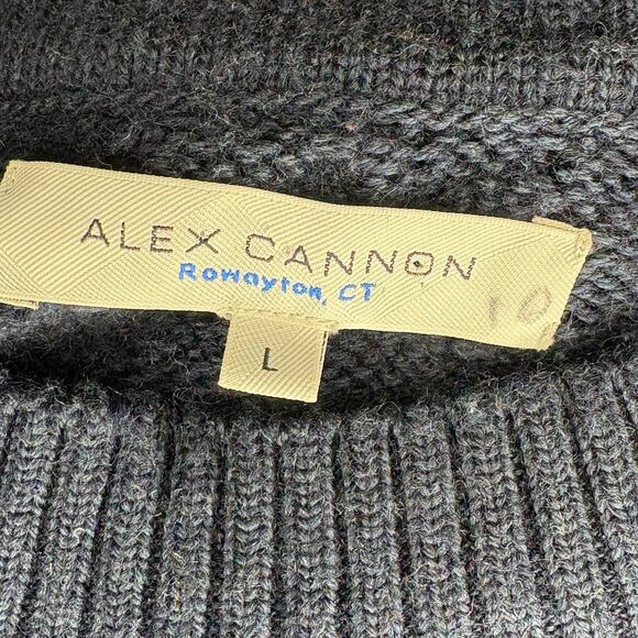 Alex Cannon Wool Blend Navy Cable Knit Dad Grandpa Mock Neck Sweater Mens Sz L - Picture 4 of 6